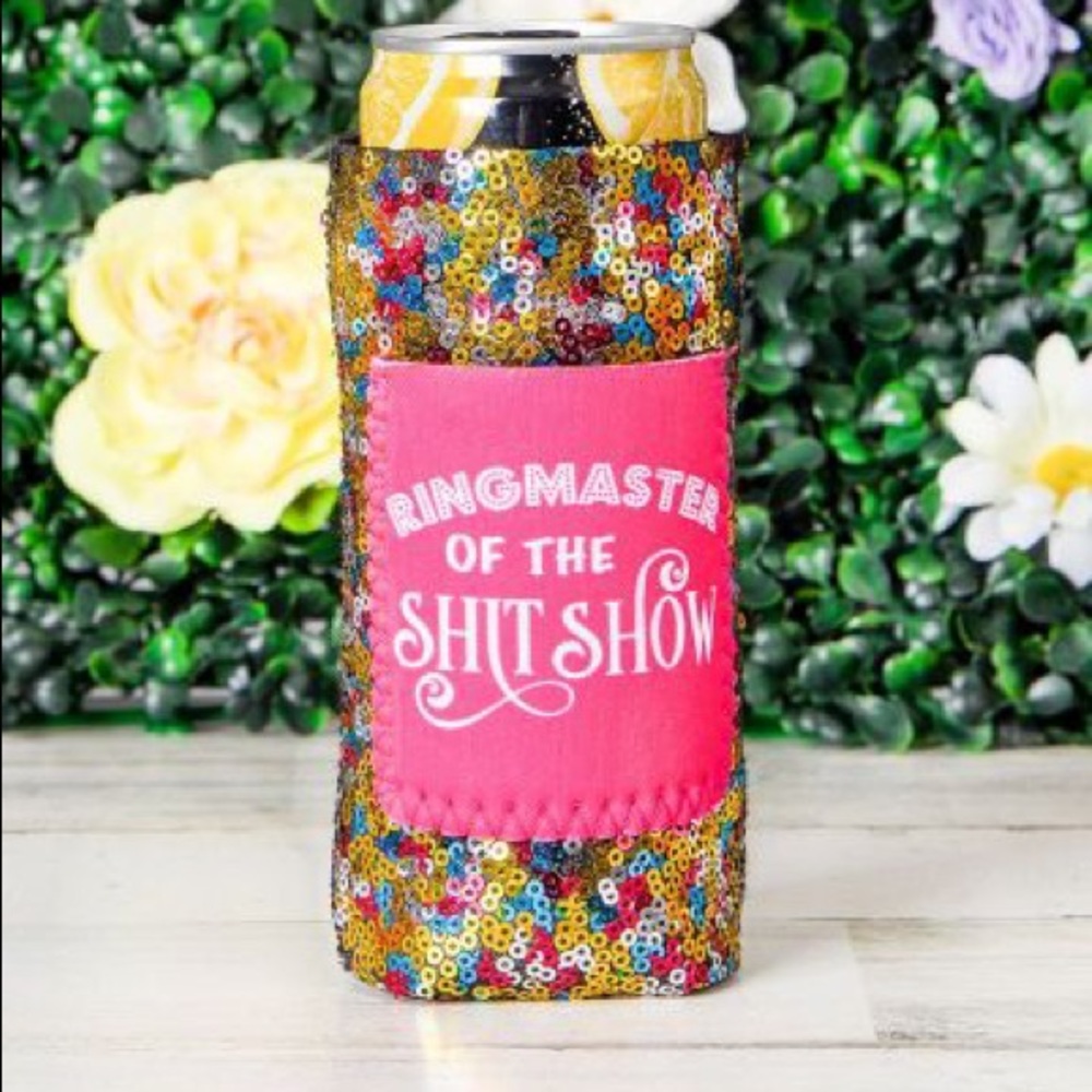 Tall can sequin koozie